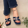 Camira Cut Out Flat Slider In Blue