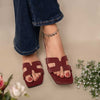 Camira Cut Out Flat Slider In Maroon