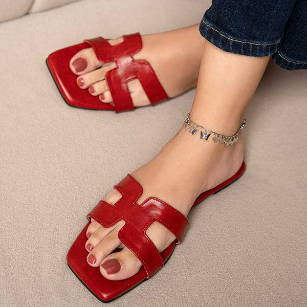 Camira Cut Out Flat Slider In Red