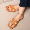 Camira Cut Out Flat Slider Sandal In Gold