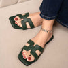 Camira Cut Out Flat Slider In Green