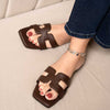 Camira Cut Out Flat Slider In Brown