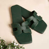 Camira Cut Out Flat Slider In Green
