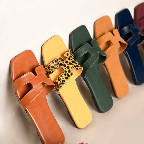Camira Cut Out Flat Slider In Yellow